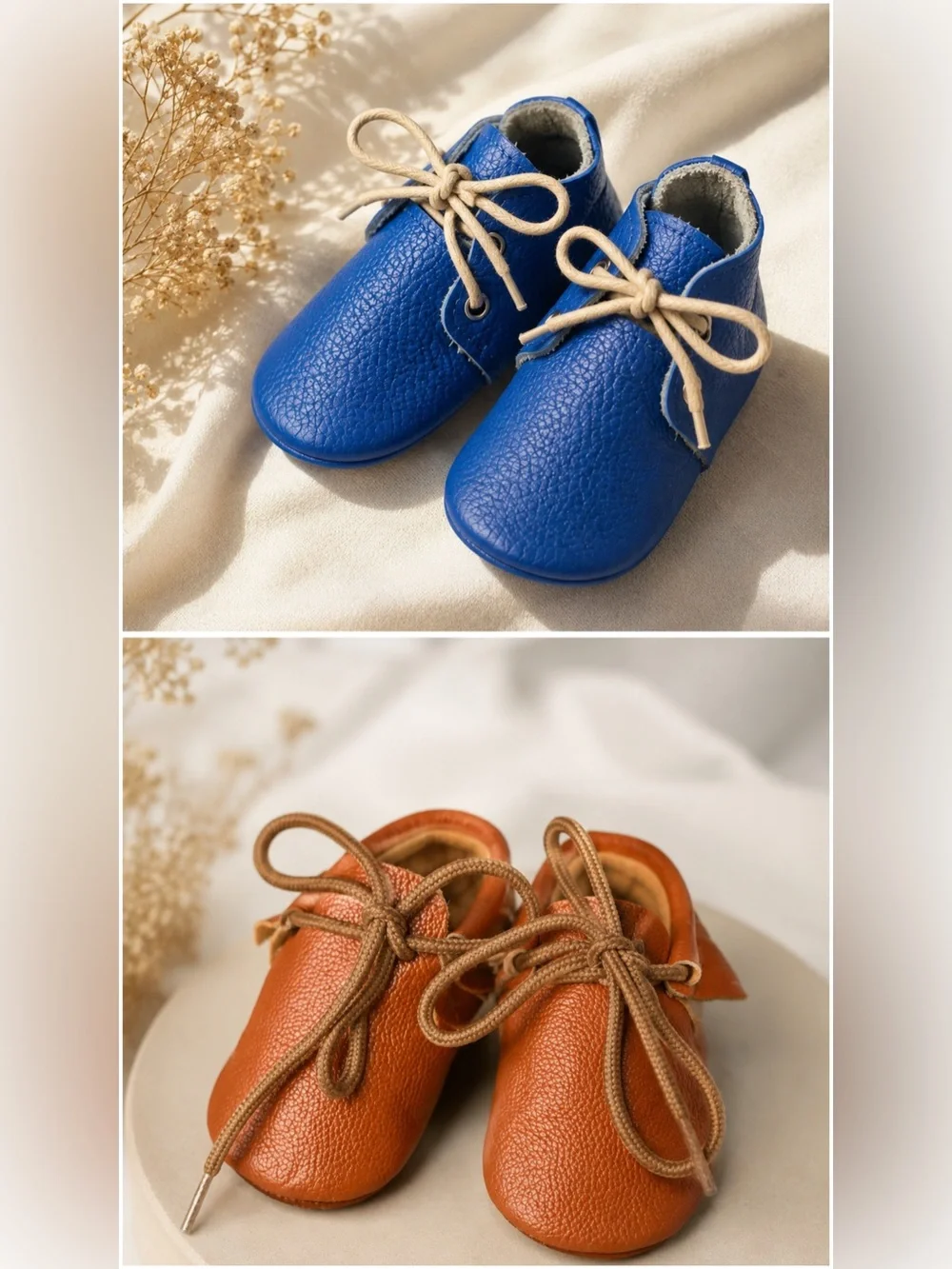 Baby Moccasin Shoes Bundle – 2 Pairs – Blue & Brown
